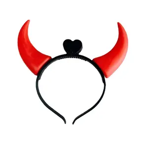 Masquerade Fancy Dress Cosplay Halloween Decoration Red LED Fashing Light Up Red Devil Ox Horns Headband Hairband Party Supplies