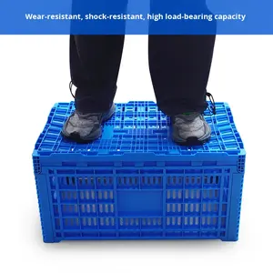 סל אחסון מתקפל גדול מפלסטיק PP, קופסת אחסון תעשייתית לוגיסטית - Product Image 4