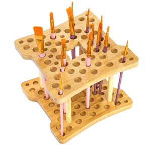 Soporte giratorio de madera para pinceles, soporte multicapa para pinceles de arte de escritorio, organizador de almacenamiento para herramientas de pintura de acuarela - Product Image 5