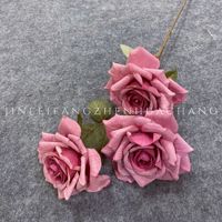 Bunga Manta Rose Buatan Tangan 3 Kepala, Mawar Artifisial Kelas Atas untuk Ruang Tamu dan Pernikahan, untuk Dekorasi Paskah