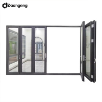 Porte accordéon en aluminium, porte pliante légère avec cadre en aluminium et verre trempé pour balcon et terrasse