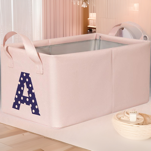 Panier de rangement en tissu Beilian, rectangulaire, 23L, pliable, avec motif lettres, pour chambre à coucher, jouets, vêtements, organisation - Product Image 1