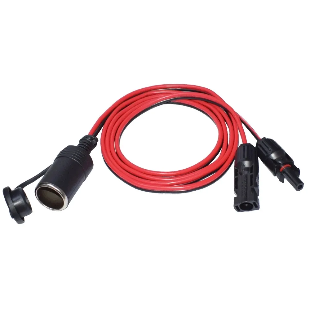 Solar Connector Cable Solar to 12V-24V Female Cigarette Lighter Socket Adapter Cable 14AWG Heavy Duty Extension Cable -5ft/1.5m