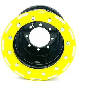 Rines Beadlock de Aluminio 9X8 para Carreras de ATV UTV <span class=keywords><strong>Raptor</strong></span> <span class=keywords><strong>700</strong></span> Banshee 350 YFZ450 450r LTZ400 con Aro Amarillo Fluorescente Fresado - Product Image 3