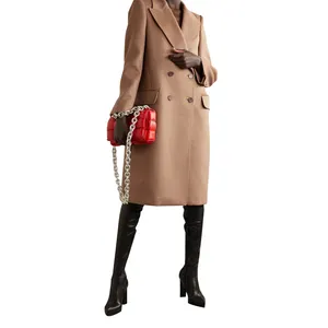 Grande taille manteau donna inverno moda manica lunga cammello capelli plus size Trench doppiopetto cappotto outwear