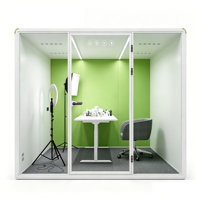 Cabine insonorisée pour diffusion en direct, bureau silencieux pour 6 personnes, cabine de réunion acoustique, cabine de sommeil, cabine d'interview avec bureau