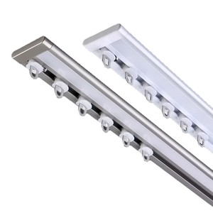 Système de <span class=keywords><strong>rail</strong></span> de <span class=keywords><strong>rideau</strong></span> en aluminium à montage au plafond en gros avec bande lumineuse LED encastrée, solution d'éclairage pour fenêtres de maison - Product Image 1