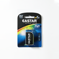 Baterai Alkaline OEM 9V 6LR61, Baterai Kering, Kemasan Plastik Blister Card untuk Alarm Asap dan Multimeter