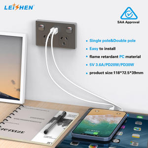 Leishen avustralya standart SAA listelenen USB 2 AC duvar soket 250V/10A avustralya 2 USB-A + tip-c GPO güç noktası 2 anahtarları ile - Product Image 6