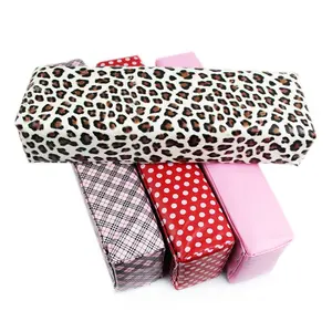 PU leather square shape hand rest color printing washable nail hand pillow for nail beauty art