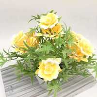 7 Köpfe künstliche Rose Blume Topf Mini gefälschte Bonsai Pflanze Home Office Dekor AU