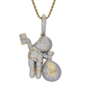 Joyería Hip Hop, Colgante Personalizado con Diamantes de Imitación Coloridos, Diseño de Niño Calvo con Dólares - Product Image 4