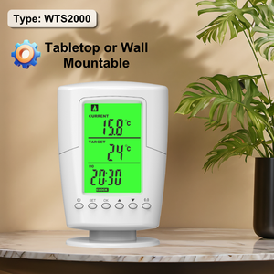 Contrôleur de température numérique sans fil WTS2000 avec rétroéclairage vert, programmable sur 8 périodes et détection de fenêtre ouverte, certifié CE/ISO - Product Image 4