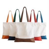 Sac fourre-tout en toile bicolore réutilisable, sac à bandoulière décontracté, sac de shopping simple en toile bicolore pour le travail quotidien, l'école et les voyages