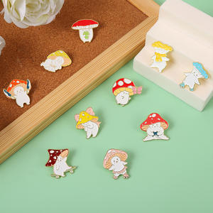 エナメルピンブローチかわいいマッシュルームラペルバッジ漫画植物エナメルピンバックパック服帽子面白いボタンピンジュエリーセット - Product Image 5