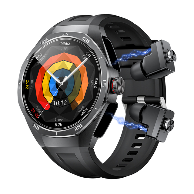TKYUAN Smart Watch with TWS Earbuds 2 in 1 Music Play Heart Rate Blood Pressure Monitor Smartwatch Answer Calls with Headphones