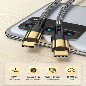 High Speed PD 60W QC 3A Fast Charging Nylon Gold-plated Usb c <b>Cable</b> Type c to Type c Charging <b>Cable</b> for Mobile Phone Laptop - Product Image 5