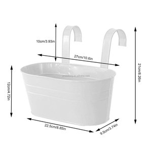 Fioriera fioriera metallo ferro balcone pianta da giardino fioriera cestini recinzione secchio vasi portafiori con gancio staccabile - Product Image 2