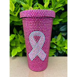 Vasos <span class=keywords><strong>de</strong></span> Café <span class=keywords><strong>de</strong></span> Acero Inoxidable <span class=keywords><strong>de</strong></span> 17 oz con Lazo Rosa Brillante y Diamantes <span class=keywords><strong>de</strong></span> Imitación para Concientización sobre el Cáncer <span class=keywords><strong>de</strong></span> <span class=keywords><strong>Mama</strong></span>, Vasos con Lazo <span class=keywords><strong>de</strong></span> Diamantes <span class=keywords><strong>de</strong></span> Imitación para Mujer - Product Image 1