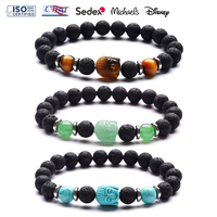 Bestone perles de cristal de guérison avec pierre de lave noire parfumée diffuseur d'huile essentielle Chakra perles Bracelet