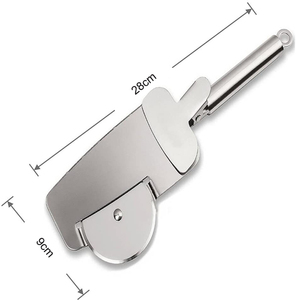 Cortador de pan multifunción de acero inoxidable 3 en 1, cortador de pastel, cáscara de pastel, rueda de <span class=keywords><strong>Pizza</strong></span>, pala, cuchillo, servidor de pasteles con Clip de cocina - Product Image 2