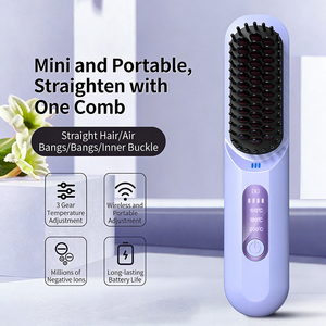 Brosse lissante chauffante sans fil PTC, dents en acier inoxydable, ions négatifs, 3 réglages de chaleur, rechargeable par USB, peigne portable - Product Image 6