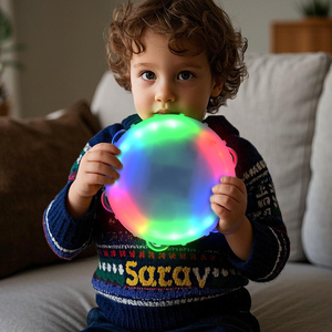 Quick Delivery Round LED Tambourines Toys Multi-Color 6 Functions for Kids Party Supplies or Gifts for Kids' Parties