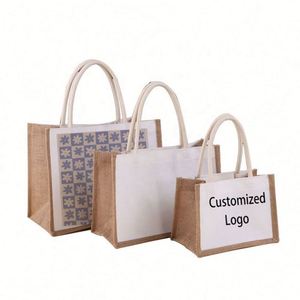 Wholesale <b>Large</b> <b>Beach</b> Burlap Jute Tote Shopping <b>Bag</b> Waterproof and Reusable with Custom Printed Logo - Product Image 5