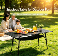 Table pliante d'extérieur pour camping, réglable en hauteur, en alliage d'aluminium, portable, type « Egg Roll »
