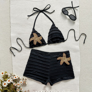 TW 2026 Nuovo Design Personalizzato Bikini <span class=keywords><strong>a</strong></span> Due Pezzi Lavorato all'Uncinetto con Halter e Pantaloncini, <span class=keywords><strong>Costume</strong></span> da Bagno Sexy con Schiena Scoperta per <span class=keywords><strong>Donna</strong></span> - Product Image 3