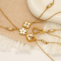 Colliers de mode en acier inoxydable avec bordure sertie de coquillages et pierre principale, pendentif tendance