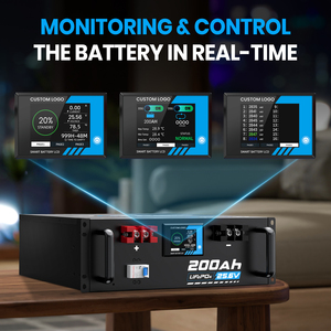 Batterie 25,6 V 200 Ah 5 kWh avec écran LCD, BMS intelligent et interrupteur externe pour stockage solaire domestique - Product Image 4