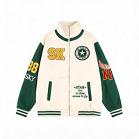 Veste de baseball personnalisée pour hommes, automne, design universitaire court et élégant, col montant, logo avant, fermeture éclair à la mode, style décontracté
