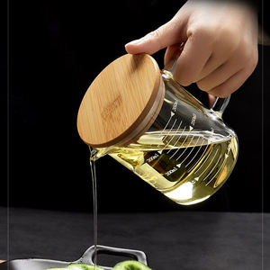 <span class=keywords><strong>Verre</strong></span> Borosilicate à grande contenance avec couvercle en bambou, tasse à mesurer, pour boisson, avec poignée - Product Image 4