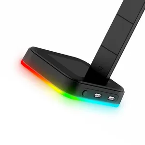 Gamenote RGB سماعة الوقوف مع 3.5 مللي متر AUX و المزدوج منافذ USB الألعاب مصممة سماعة شماعات سماعة حامل الأسود