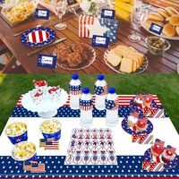 4 juillet fête patriotique fournitures rouge blanc bleu assiettes nappe bannières Cupcake Toppers ballons ensemble pour le jour de l'indépendance