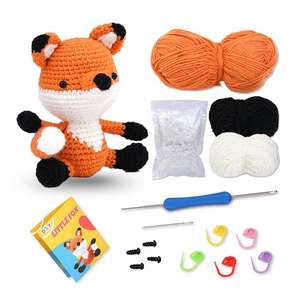 <span class=keywords><strong>Kit</strong></span> de démarrage en crochet en coton pour débutants, cadeau promotionnel, tutoriels vidéo étape par étape, motifs d'animaux pour adultes et enfants, kits DIY - Product Image 6