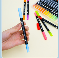 Ensemble de marqueurs pinceaux aquarelles 12 couleurs, feutres d'art double-tête, stylos aquarelles à pointe fine, pour coloration manuelle, non-salissants, pour graffitis d'enfants