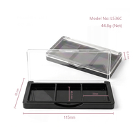 Palette de fards à paupières personnalisée à 3 compartiments en plastique noir avec couvercle transparent, étiquette privée, compact cosmétique pour blush, logo personnalisé, boîte vide pour poudre