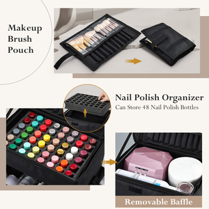 Rolling <b>Makeup</b> Case with Drawer Professional <b>Makeup</b> <b>Box</b> Cosmetology Cases on Wheels Nylon Cosmetic Organize Nail Case Storage - Product Image 3