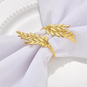 Boucle de serviette en métal plaqué, motif orge, pour centre de table de mariage, créative, imitation blé doré - Product Image 3
