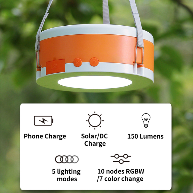 Portable Solar Camp Lamp Rechargeable 4000mAh Lithium Battery Power Bank Outdoor Lanterns for Camping Hiking Adventure