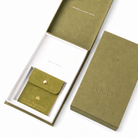 Juego de Empaque de Joyería de Microfibra Ecológica con Logotipo Personalizado, Caja de Regalo de Papel Verde de Lujo con Bolsa de Gamuza para Collar y Pendientes