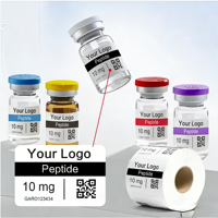 Étiquettes de bouteilles imprimées sur mesure pour les petites bouteilles de 10 ml/5 ml/3 ml, autocollants d'emballage de poudre de peptide à double couche