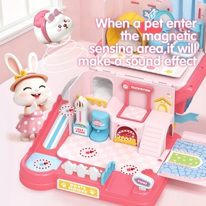 Jouet de maison pour animaux de compagnie à induction magnétique 3D HTL avec son, maison de poupée pour jeu d'imitation, jouet éducatif pour enfants avec lapin et <span class=keywords><strong>hamster</strong></span> - Product Image 5