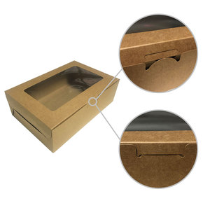 Boîte en papier kraft blanc à emporter, 50 pièces, différentes tailles, 2 4 6 12 trous, pour gâteaux et boulangerie, avec fenêtre transparente - Product Image 6