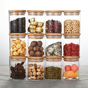 Wholesale 12 Pcs 250ml Transparent Glass Storage Spice Jars <b>Empty</b> Seasoning Jars with Bamboo Lid - Product Image 6