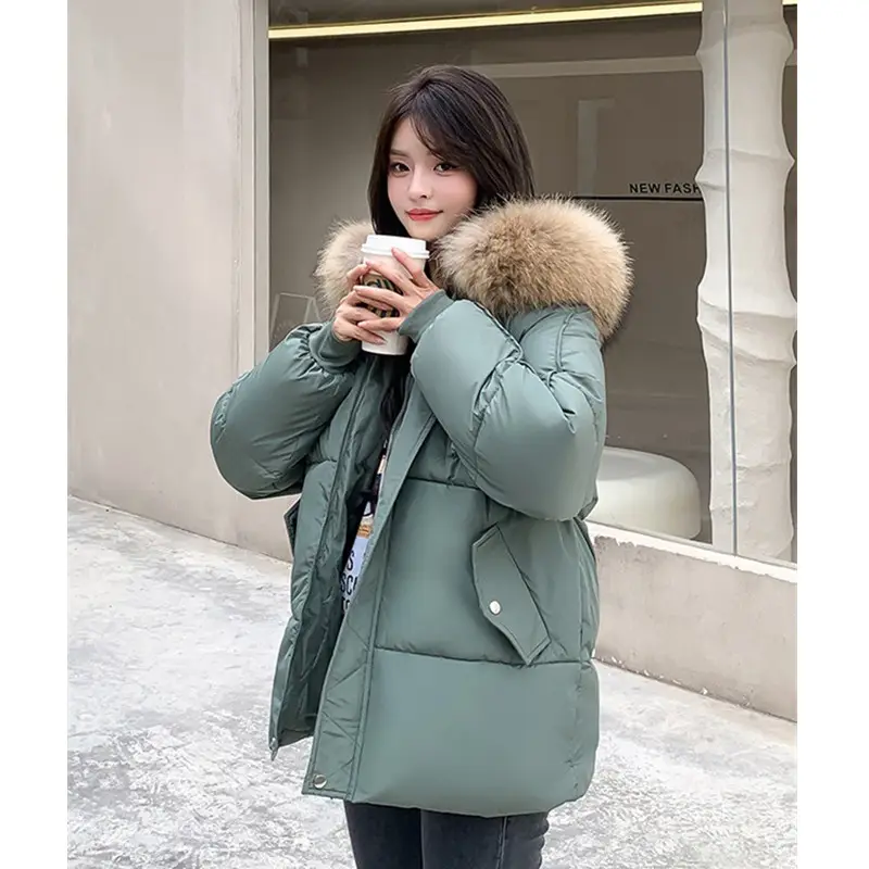 2021 nouveau hiver femmes col de fourrure Parkas vestes mode à capuche épaissir chaud rembourré manteau femme dame vêtements d'extérieur d'hiver veste parkas