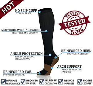 20-30mmhg personnalisé pas cher en nylon chirurgical genou haute infirmière médical cuivre Compression <span class=keywords><strong>bas</strong></span> chaussettes - Product Image 2