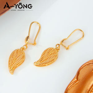 Роскошный Дубайский набор украшений в форме золотого листа, модный дизайн в виде капли воды, 24 карат, анти тусклое ожерелье, набор для женщин, подарок - Product Image 4